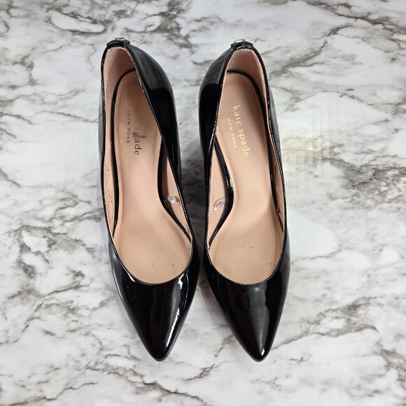 Kate Spade Vida Black Patent Leather Pointed Toe Stiletto Heels - Picture 7 of 10